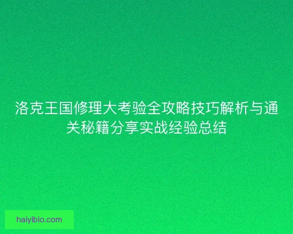 洛克王国修理大考验全攻略技巧解析与通关秘籍分享实战经验总结