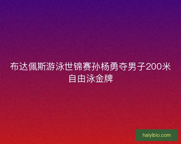 布达佩斯游泳世锦赛孙杨勇夺男子200米自由泳金牌 布达佩斯游泳世锦赛孙杨勇夺男子200米自由泳金牌